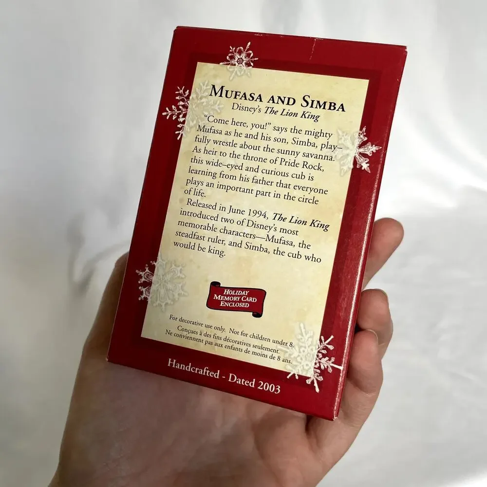 Disney's the lion king mufasa and simba handcrafted hanging christmas ornaments